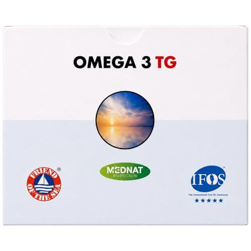 Mednat Omega 3 TG 60 perlas – 1000 mg Aceite de Pescado por Perla – 500 mg EPA + 250 mg DHA – Forma Triglicéridos – Aceite de Anchoa Salvaje