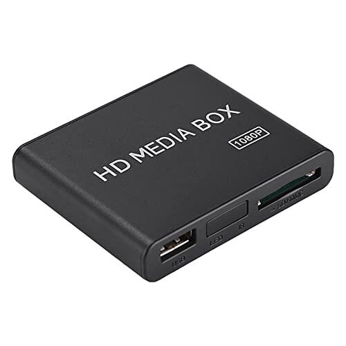 LUCKDANO Reproductor Multimedia HD Full HD 1080P Mini Box Compatible con USB MMC RMVB MP3 AVI MKV con Salida AV para Entretenimiento en el Hogar de TV (Enchufe de la UE)