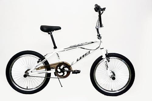 DEPORBIKES®️ Bicicleta BMX para niños y Adultos | Diseño Deportivo y Resistente | BMX Adulto de 20 Pulgadas + 4 Clavijas | Ideal para iniciarse en el Mundo BMX (Blanca)