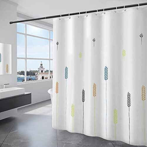 KAIMEIYU Cortina de Ducha Poliéster Cortina de Baño con 12 Ganchos Cortina Bañera Lavable a Máquina Impermeable 180 x 200 cm Blanco