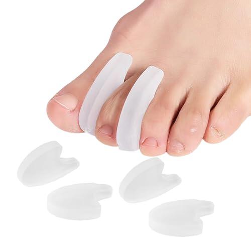 4 Pcs Separadores de Dedos de Gel, Correctores Dedos del Pie, Enderezadores Dedo para Alisar Dedo Superpuestos, Juanetes y Callos, Transparente