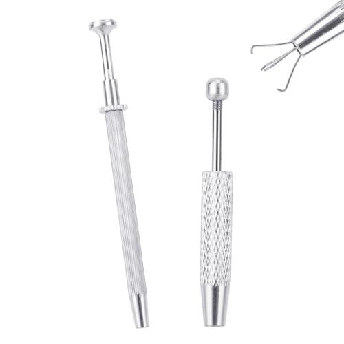 2 Uds Alicates para Pendientes, 4 Garras Kit de Desmontaje y Cambio de Joyas con Cuerpo Roscado para Pendientes Joyas con Rosca Esférica y en Forma Diamante Recoger Pequeños Componentes Electrónicos