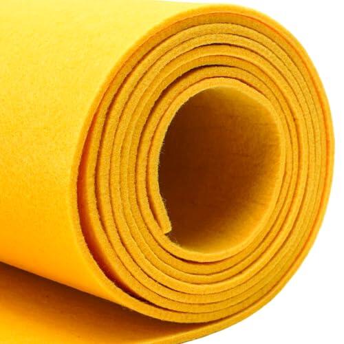 LUPATDY Tela de Fieltro Amarillo 30cm x 250cm, Rollo de Fieltro por Metros, 3mm de grosor, Tela de Fieltró Color Liso para Patchwork, Costura, Manualidades, Decoración
