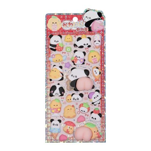 Pegatinas 3D para niños | Calcomanías de animales con culo de panda de 5 cm | Paquete de pegatinas divertidas de dibujos animados para de teléfono, portátil, cuaderno, diario, scrapbooking,
