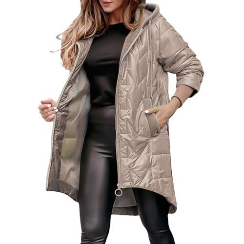 Genérico chaqueta invierno mujer Abrigos Mujer Invierno Chaqueta Con Cremallera De Piel Sintética Cálido Larga Plumifero Cortavientos Con Bolsillos Plumiferos abrigo impermeable