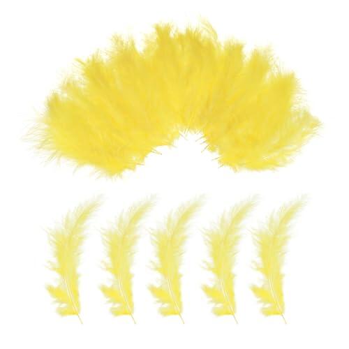 PATIKIL 200 Piezas Plumas De Pavo Marabú Esponjosas 4-6 Pulgadas Plumas Naturales De Pavo Amarillas Para Manualidades Decoración De Fiestas Atrapasueños Flecos Atado De Moscas