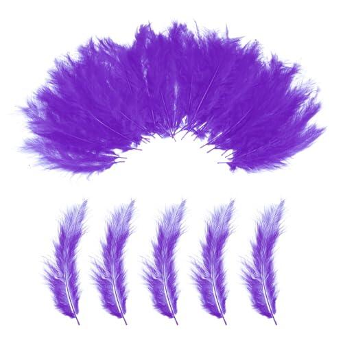 PATIKIL 100 Plumas Esponjosas De Pavo Marabú, 4-6 Pulgadas Plumas Naturales De Pavo Moradas Para Manualidades Decoración De Atrapasueños Flecos Atado De Moscas Decoración De Fiestas