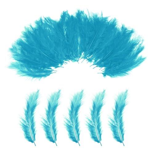 PATIKIL 100 Plumas Esponjosas De Pavo Marabú, 4-6 Pulgadas Azul Lago Plumas Naturales De Pavo Para Manualidades Cazador De Sueños Flecos Atado De Moscas Decoraciones Para Fiestas