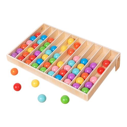 Gacqpli Juguetes Sensoriales de Clasificación por Colores - Juego de Reconocimiento de Colores con Bolas - Juguete Educativo de Madera para Primera Infancia | para Niños Homeschool Guardería