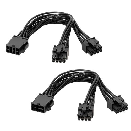 2 Piezas Cable 8 Pin a Dual 8 Pin, Cable 8 Pines Hembra a Doble 8 Pines (6+2) Macho, Adaptador PCI-E Y de Energía para Tarjeta Gráfica, Extensor 18AWG para GPU, Solución Conectores Insuficientes
