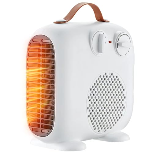 Calentador Eléctrico 2000W, Pequeño Calefactor bajo Consumo, Calentador Eléctrico Portátil Silencioso, Ventilador Radiador Electrico de 3 Velocidades Para Interiores, Calefactor baño