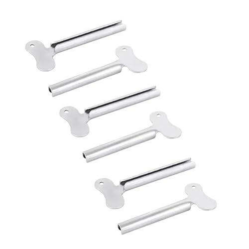 6 llaves exprimidoras de tubo de metal plateado, herramienta dispensadora de rodillo de pasta de dientes de metal para el cabello, herramienta dispensadora de rodillo de procesamiento duradero