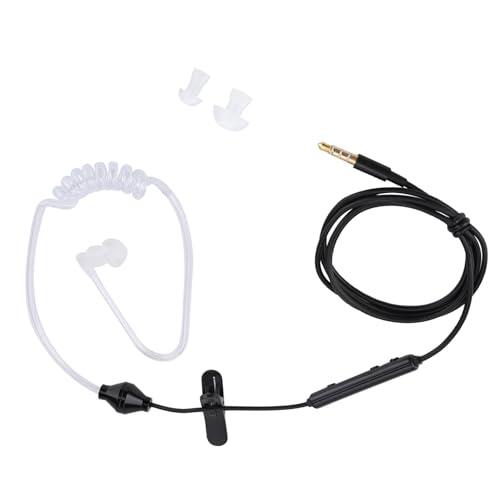 BAFOVY Auriculares Internos con Tubo de Aire Flexible y Micrófono para Auriculares con Cable iOS y para Conducir Hacer Ejercicio (Tubo Blanco Linea Negra)
