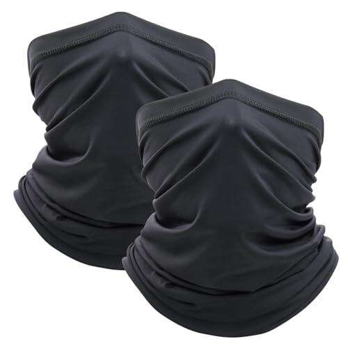 Gekamoyue 2PCS Multifunción Bandana para Hombre y Mujer, Pañuelos Cabeza Elástica, Bragas de Cuello Secado Rápido para Correr, Ciclismo, Senderismo, Esquí al Aire Libre (Negro)