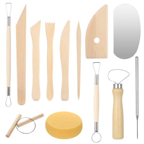13 PcsHerramientas Arcilla Polimerica Secado al Aire, Herramientas Ceramica, Herramientas de Arcilla Alfareria Esculpir, Ceramica para Modela Polimérica Kit para modelado de Cerámica de Arcilla