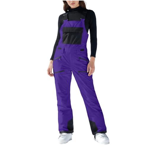 Traje de esquí para mujer, pantalones impermeables, pantalones de snowboard, overol térmico con bolsillo para mujer, sin mangas, correa ajustable, pantalones de nieve para mujer, overol para mujer al