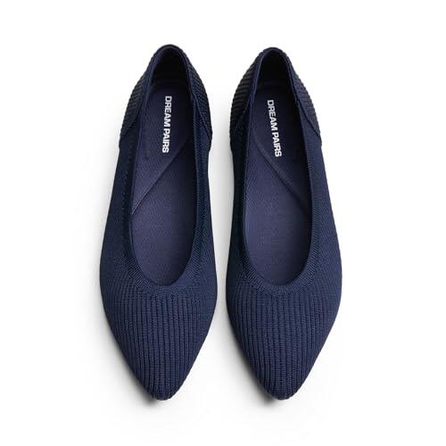 DREAM PAIRS Zapatos Planos de Ballet de Punto para Mujer Cómodos Lavables Flexibles Transpirables Casuales Clásicos para Trabajo Oficina,Size 38,Armada,SDFA26003W