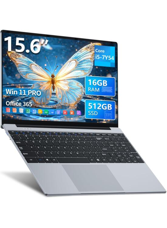 Ordenador Portátil 15,6 Pulgadas con Core i5 7Y54 Procesador, Win 11 PC Portátil 16GB RAM 1TB SSD, Laptop 1920*1080 FHD Pantalla, Computadora Portátil con Teclado Numérico Retroiluminado HDMI USB3.0