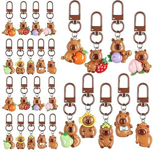 Zosutetoxo Set de 30 llaveros Capybara: Llavero 3D Bonito de Aleación y Resina, Versátil Llavero para Mujeres para Llaves y Bolsos