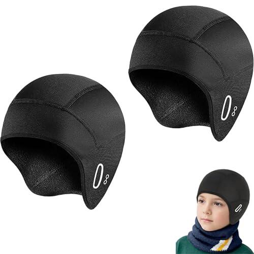 Hotcho Gorro de ciclismo bajo casco, casco para casco de bicicleta para niños y niñas, gorro de bicicleta de invierno, a prueba de viento, cálido, gorro para casco de equitación y deportes al aire