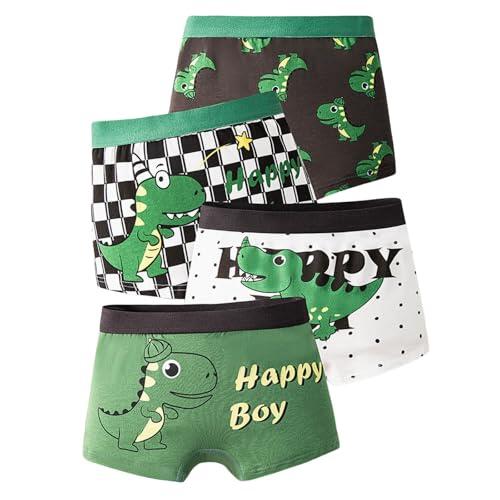 Generisch 2025 ropa interior para niños, paquete de 4 calzoncillos para niños, cómodos, transpirables, suaves, cintura elástica para uso diario, actividades al aire libre, 3 – 14, Verde oscuro., 4-6