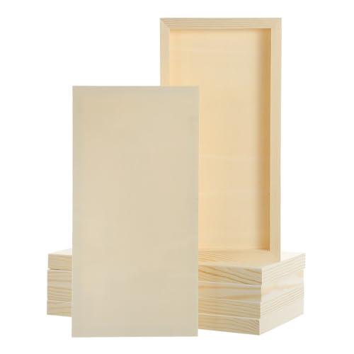 QUARKZMAN 6 Piezas Tablas De Lienzo De Madera, 15 x 30 cm Lienzos Artísticos Cuadrados Sin Acabar Para Pintura, Manualidades, Proyectos DIY, Arte De Pouring