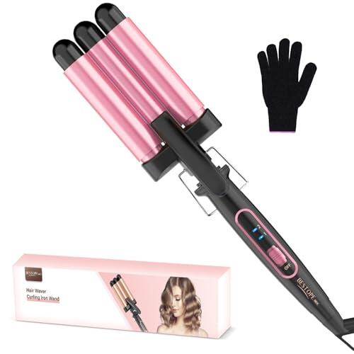 Rizador Pelo Ondas Plancha Ondas - BESTOPE MIX Rizador de Pelo 3 Barriles 22mm Ondulador de Cerámica Calentamiento Rápido 150°C/210°C plancha rizadora para Pelo Largo y Corto
