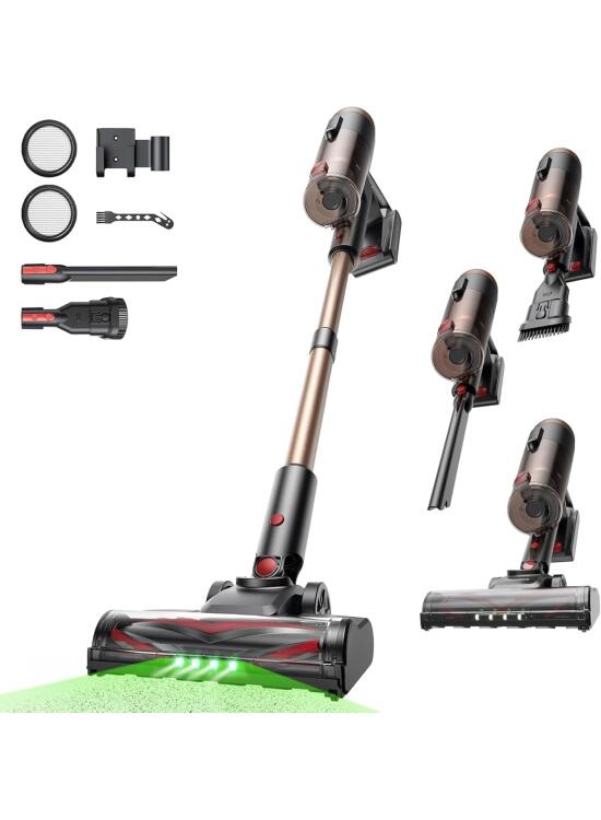 Proscenic P11 Ultra+ Aspiradora sin Cable 50KPa/500W/50Min, Ligera y Autónoma, Aspiradora Escoba Vertical Potente con Luz Verde, Cepillo Antienredos y Pantalla LED, Alfombras/Suelos/Pelo de Mascotas