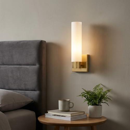 BARCELONA LED Aplique LED Baño IP44 Dorado 4W 320lm 4000K Luz Neutra, Lámpara Pared Tubular con Difusor Blanco Opal Moderno Nórdico para Espejo Baño Dormitorio Cabecero Escalera Balcón