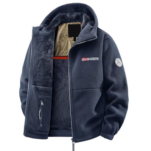 Genérico Abrigo de invierno con capucha cálida con cremallera y bolsillos, chaqueta polar para hombre, comodidad y gruesa, chaqueta de esquí a prueba de viento y antifrío para deporte al aire libre