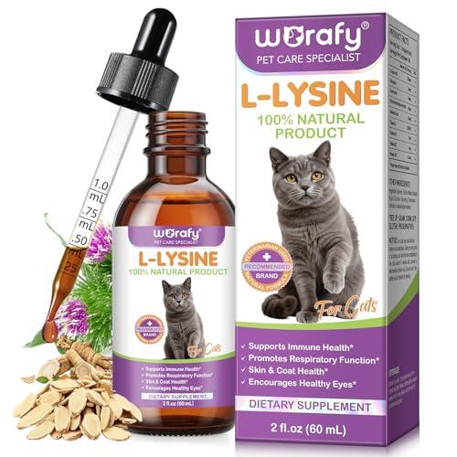 L-Lisina para gatos – Suplemento líquido de L-Lisina para gatos y gatitos 60 ml, soporte inmunológico y bienestar respiratorio, sabor pollo