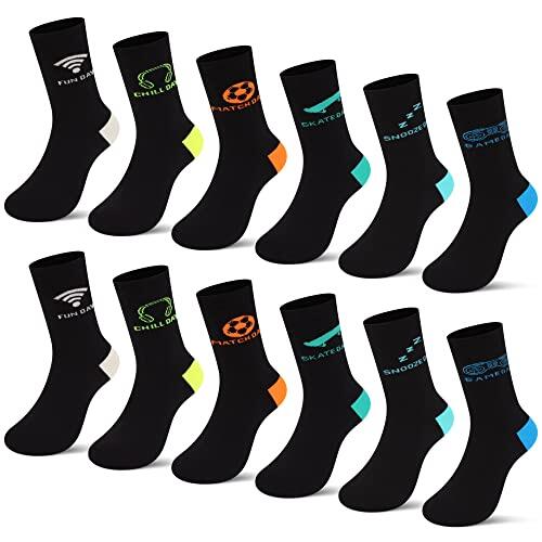 L&K-II Pack de 12 pares de calcetines para niños y adolescentes, para primavera y verano, con bonitos estampados, multicolor 2816, 27-30