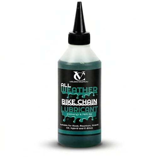 VeloChampion 200ml Lubricante para Cadenas de Bicicleta para Todo tipo de Clima. Biodegradable y sin PTFE. Mejora el Rendimiento de tu Cadena. Apto para Bicicletas de Carretera, Montaña, Gravel, Ebike