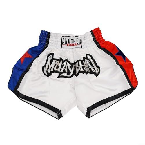 Pantalones cortos de boxeo unisex funcionales diseñados para artes marciales mixtas y Muay Thai, perfectos para los entusiastas del entrenamiento (M, blanco)