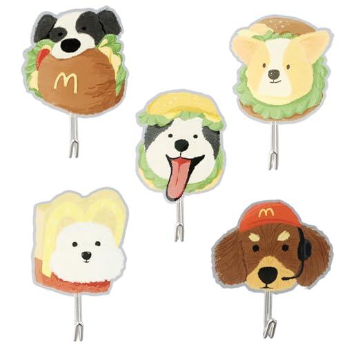 Culinavog 5 Piezas Perchero Infantil, Colgadores Adhesivos con Forma de Perro, Colgador Llaves, Ganchos de Pared de Plástico para Baño, Habitación Infantil, Cocina, Toallas, Sombreros