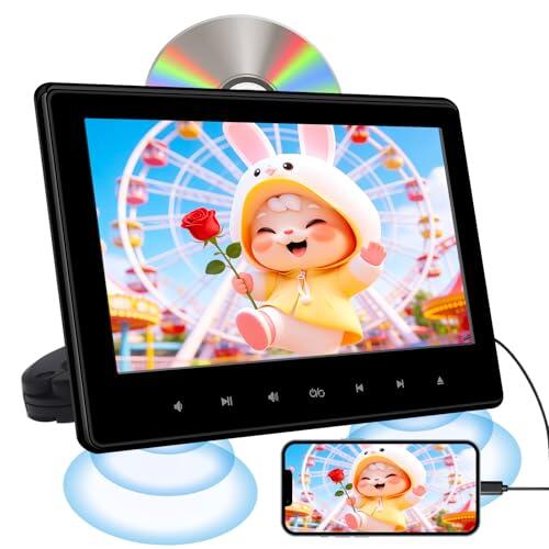 10.1" Reproductor de DVD para coche con Entrada HDMI, Pantalla de TV para Coche con Soportes Montaje, Última Reproducción, Sin Restricción de Región, USB/Tarjeta TF, Reproducción de Películas