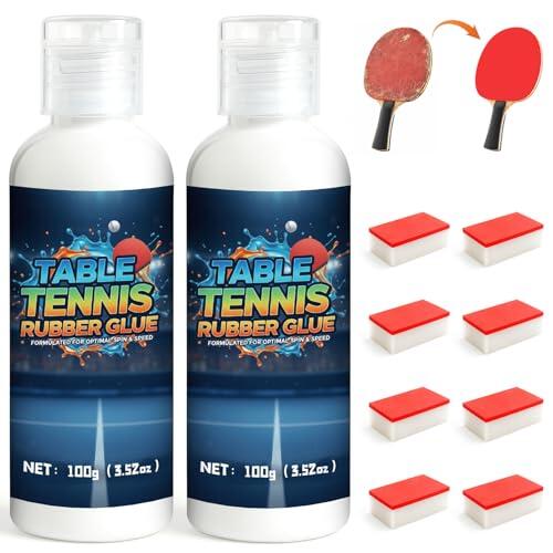 200 ml de pegamento de tenis de mesa, viene con 4 esponjas, potente unión, secado rápido, diseñado específicamente para pegar hojas de goma de tenis de mesa, apto para jugadores profesionales y