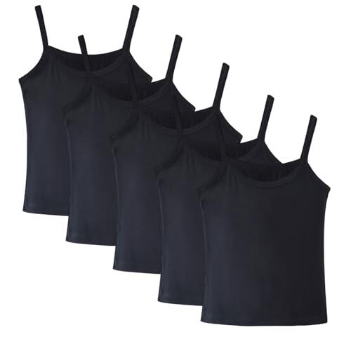 Yintry Paquete de 5 Chalecos Tipo Camisola para niñas, Camisetas Interiores Suaves sin Mangas para niños, Camisetas sin Mangas Lisas, Ropa de Baile de Gimnasia de Ballet con Espalda Cruzada