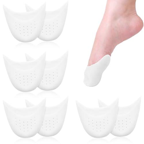 Teouuas 4 Pares Protector Dedos Pies Silicona, Suave Protector para Dedos de Los Pie Baile, Protectores Dedo Pies con Agujero Transpirable, para Zapatos de Ballet, Tacones (Blanco)