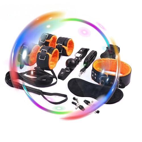 ZeeKoug Conjunto de combinación Deportiva Naranja de Cuero de 8 Piezas, Accesorios de Banda de tensión de Entrenamiento de Ejercicio de Yoga de Mano y pie, Regalo de Pareja