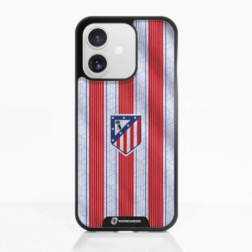 PHONECASES3D – Funda Móvil para Apple iPhone 17 Atlético de Madrid – Camiseta Retro – Carcasa con Efecto 3D Patentado – Protección Ligera y Resistente – Negro