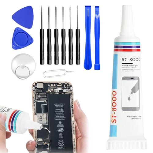ST8000 Adhesivo para pantalla de teléfono móvil, 110 ml, con herramientas de reparación para teléfonos móviles, tabletas y dispositivos electrónicos, reparación de grietas, parte trasera, reparación