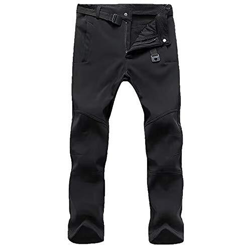 EQWIGKEIT Pantalones de nieve para hombre, resistentes al agua, cortavientos, exteriores, forrados, pantalones de invierno, pantalones de senderismo de invierno, térmicos, pantalones térmicos