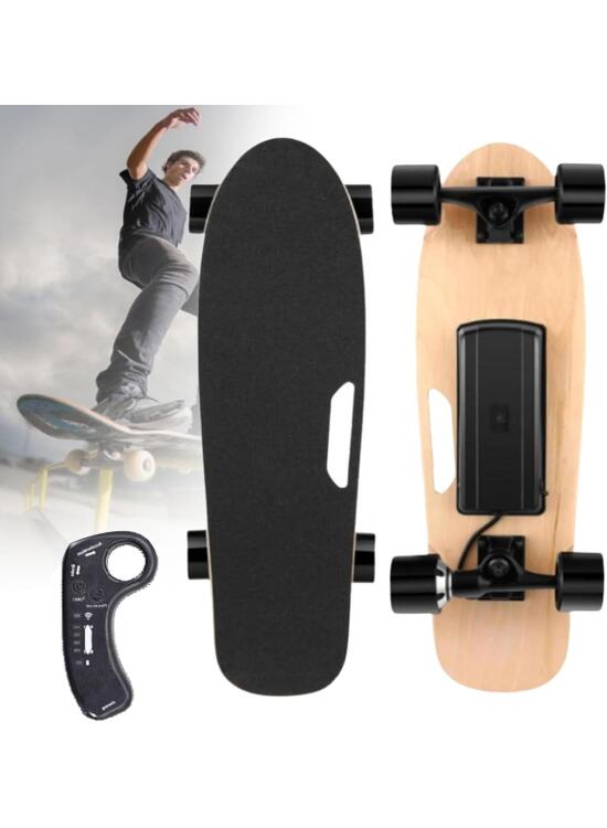 Monopatín eléctrico, longboard cruiser con control remoto, motor de 350 W, velocidad máxima de 22 km/h, autonomía de 8 km, 3 velocidades, monopatín eléctrico para adultos, principiantes, niños