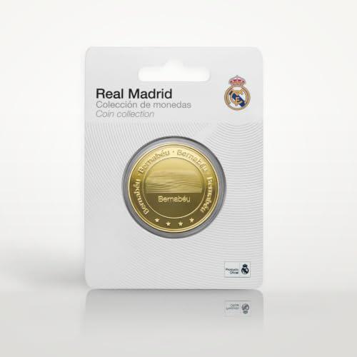 MOCIWORLD - Real Madrid - Moneda edición Especial Escudo y Estadio Santiago Bernabeu - Coleccionable - Dorada - Producto Oficial