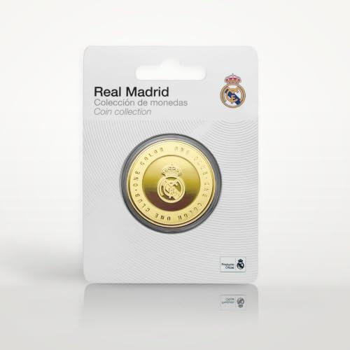 MOCIWORLD - Real Madrid - Moneda edición Especial con Escudo e inscripción One Club One Color - Coleccionable - Dorado - Producto Oficial