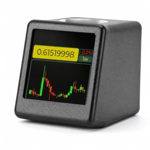 Elprico Ticker de Acciones de Bitcoin, Pantalla de Precios Criptográficos WiFi 2.4G con Reloj, Clima, Animaciones GIF, Rastreador de Precios de Bitcoin con Control Táctil Superior para (Black)