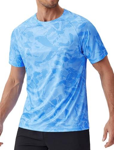 PINSPARK Camiseta UV para Hombre, de Secado rápido, con protección Solar UPF 50+, para Surfear, Correr y Nadar.