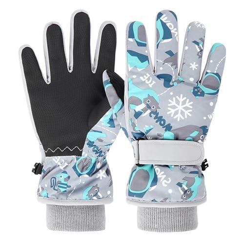 HTTDSLF Guantes de Esquí para Niños, Guantes de Nieve Niño Niña, Guantes de Nieve Impermeables para Invierno, para Niños y Niñas de 7 a 9 Años