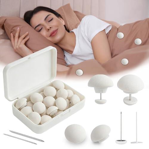 20 PCS Clip para Funda Nórdica y Sábanas Bajeras | Sujeta Edredón Nórdico sin Dañar Tela | Incluye Agujas Metálicas y Plásticas + Caja | Clips de Fijación Antideslizantes (Blanco)